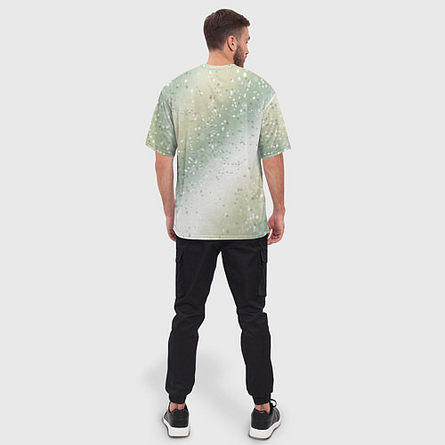 Мужская футболка оверсайз Абстрактный бежево-зелёный / 3D-принт – фото 4