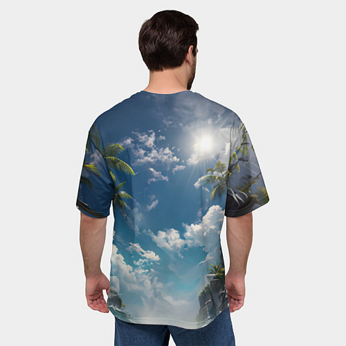 Мужская футболка оверсайз Девушка в купальник на море / 3D-принт – фото 4