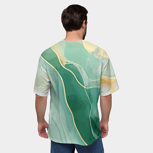 Мужская футболка оверсайз Малахитовые полосы / 3D-принт – фото 4