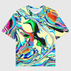Футболка оверсайз мужская Яркие абстрактные разводы, цвет: 3D-принт