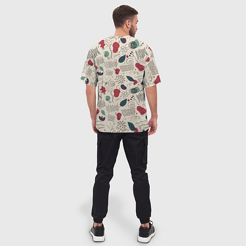 Мужская футболка оверсайз Флоральная абстракция с пятнами / 3D-принт – фото 4