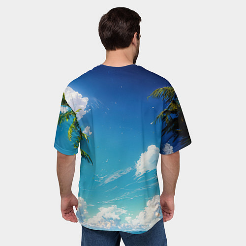 Мужская футболка оверсайз Девушка в желтом купальнике / 3D-принт – фото 4