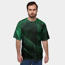 Футболка оверсайз мужская Темно зеленая абстракция, цвет: 3D-принт — фото 2