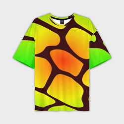 Мужская футболка оверсайз Коричневая сеть с цветными пятнами