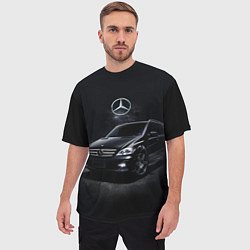 Футболка оверсайз мужская Mercedes black, цвет: 3D-принт — фото 2