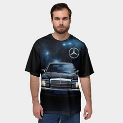Футболка оверсайз мужская Мерседес черное небо, цвет: 3D-принт — фото 2