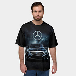Футболка оверсайз мужская Mercedes Benz black, цвет: 3D-принт — фото 2