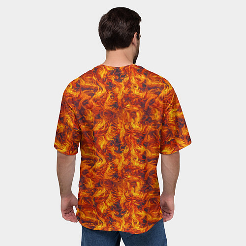 Мужская футболка оверсайз Огненный узор / 3D-принт – фото 4