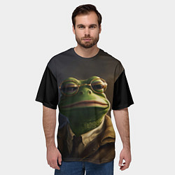 Футболка оверсайз мужская Пепе детектив в костюме, цвет: 3D-принт — фото 2