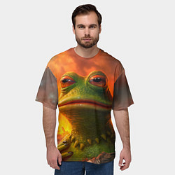 Футболка оверсайз мужская Пепе в огне, цвет: 3D-принт — фото 2