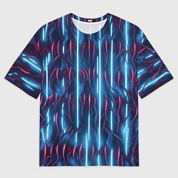 Мужская футболка оверсайз Голубые кибер линии