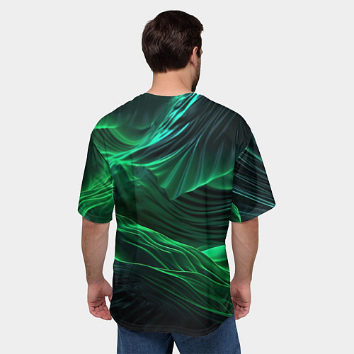 Мужская футболка оверсайз Зеленая абстракция / 3D-принт – фото 4