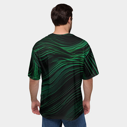 Мужская футболка оверсайз Dark green texture / 3D-принт – фото 4