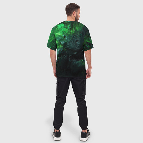 Мужская футболка оверсайз Зеленая объемная текстура / 3D-принт – фото 4