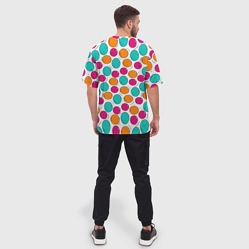 Мужская футболка оверсайз Яркие цветные пузыри / 3D-принт – фото 4