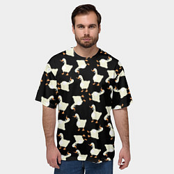 Футболка оверсайз мужская Паттерн с гусями, цвет: 3D-принт — фото 2