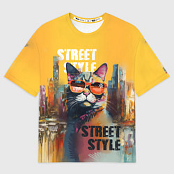 Футболка оверсайз мужская Кот в городе - street style, цвет: 3D-принт