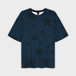 Мужская футболка оверсайз Большие звезды чёрно-синий