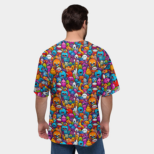 Мужская футболка оверсайз Маленькие монстрики / 3D-принт – фото 4