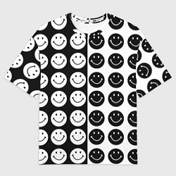 Мужская футболка оверсайз Smiley black and white