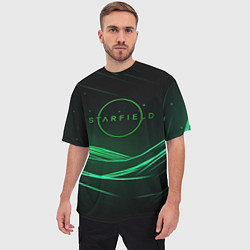 Футболка оверсайз мужская Starfield green logo, цвет: 3D-принт — фото 2