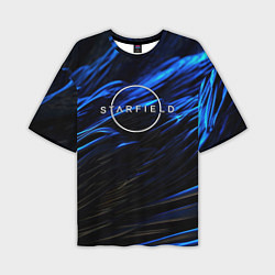 Футболка оверсайз мужская Starfield logo blue background, цвет: 3D-принт