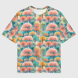 Футболка оверсайз мужская Деревья разноцветные узор, цвет: 3D-принт
