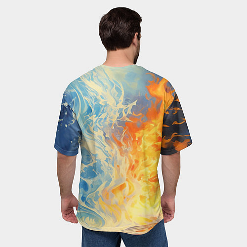 Мужская футболка оверсайз Вода и пламя абстракция / 3D-принт – фото 4