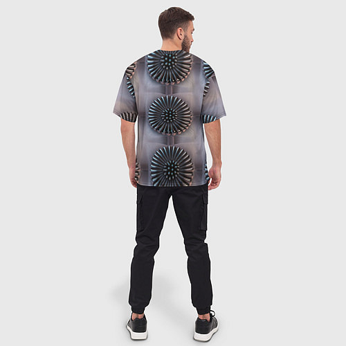 Мужская футболка оверсайз Узор из жидкого металла / 3D-принт – фото 4
