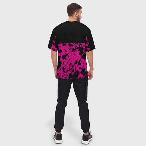 Мужская футболка оверсайз Black pink - emblem - pattern - music / 3D-принт – фото 4