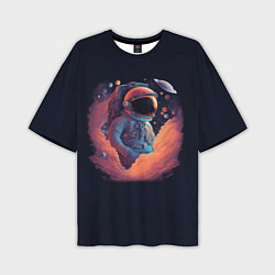 Мужская футболка оверсайз Космонавт в космических облаках