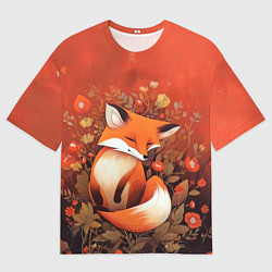 Мужская футболка оверсайз Довольный лисёнок