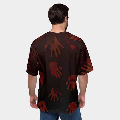 Мужская футболка оверсайз Кровавые ладони / 3D-принт – фото 4