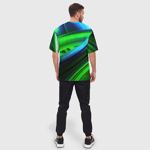 Мужская футболка оверсайз Зеленые абстрактные элементы / 3D-принт – фото 4