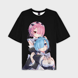 Футболка оверсайз мужская Re: zero - близняшки горничные, цвет: 3D-принт