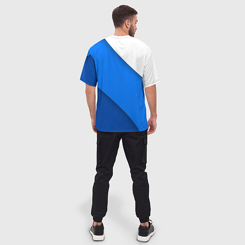 Мужская футболка оверсайз Volkswagen - голубые линии / 3D-принт – фото 4
