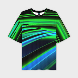 Мужская футболка оверсайз Green black abstract