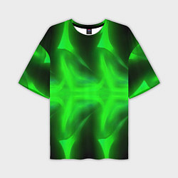 Мужская футболка оверсайз Black green abstract