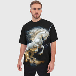 Футболка оверсайз мужская Конь Белая молния, цвет: 3D-принт — фото 2