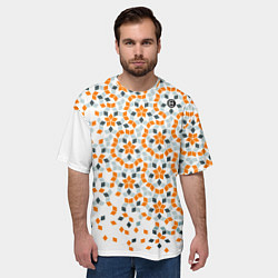 Футболка оверсайз мужская Плитки Пенроуза в оранжево серой палитре, цвет: 3D-принт — фото 2