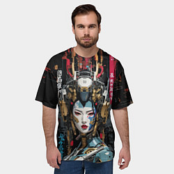 Футболка оверсайз мужская Японская девушка-андроид, цвет: 3D-принт — фото 2