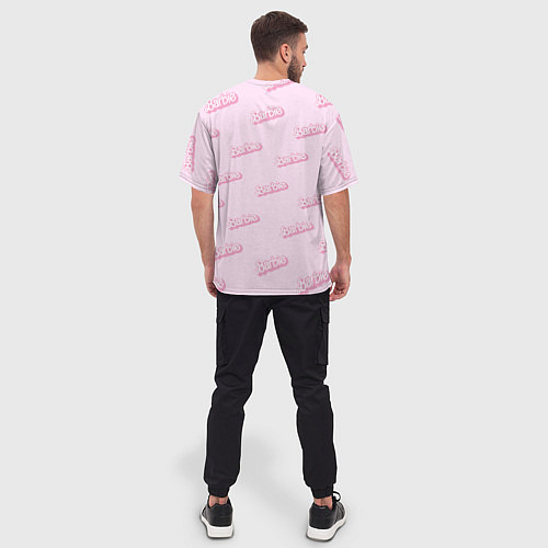 Мужская футболка оверсайз Барби и розовое сердце: паттерн / 3D-принт – фото 4