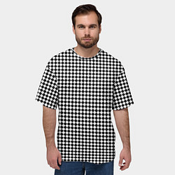 Футболка оверсайз мужская Шахматный чёрно-белый, цвет: 3D-принт — фото 2