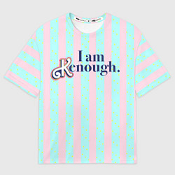 Футболка оверсайз мужская I am Kenough - фраза и костюм Кена в полоску, цвет: 3D-принт