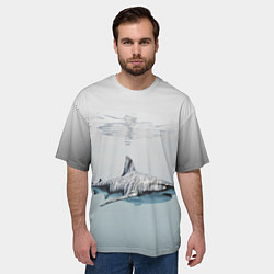 Футболка оверсайз мужская Акула большая белая в толще воды, цвет: 3D-принт — фото 2