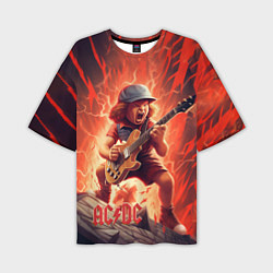 Мужская футболка оверсайз ACDC fire rock