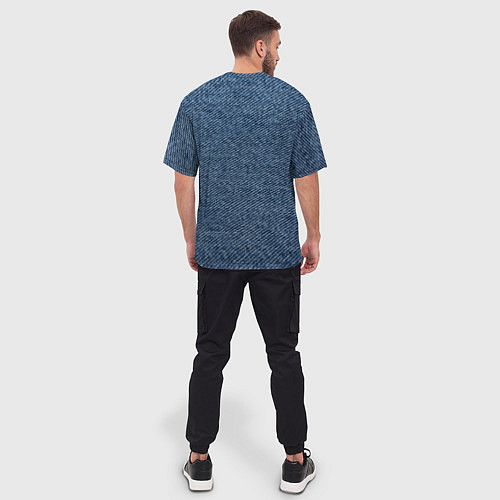 Мужская футболка оверсайз Текстура джинсы / 3D-принт – фото 4