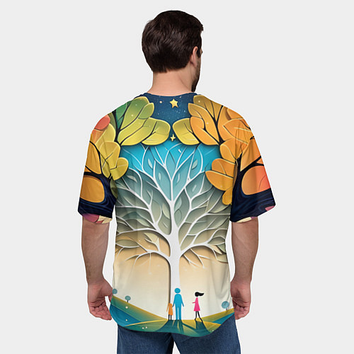 Мужская футболка оверсайз Семейное дерево - нейросеть / 3D-принт – фото 4