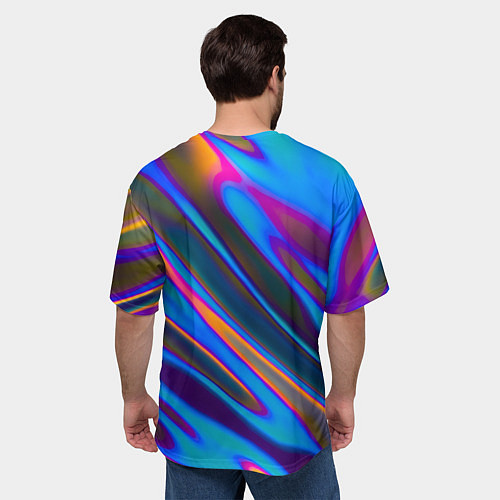 Мужская футболка оверсайз Глитч галограмма радужная / 3D-принт – фото 4