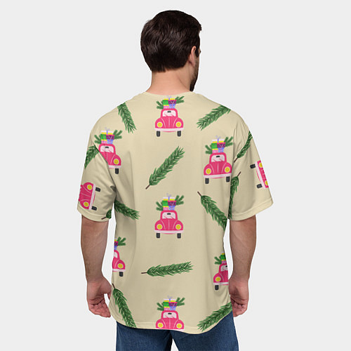Мужская футболка оверсайз Машина с подарками / 3D-принт – фото 4